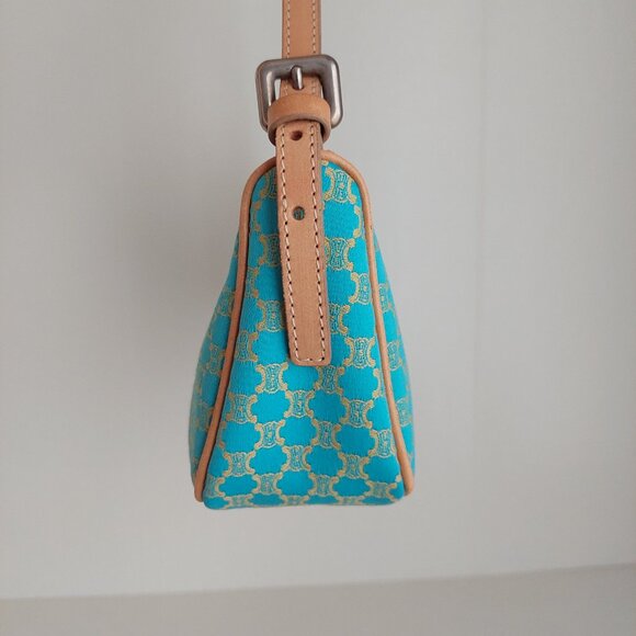CELINE Turquoise Macadam Mini Shoulder Bag - Picture 10 of 17